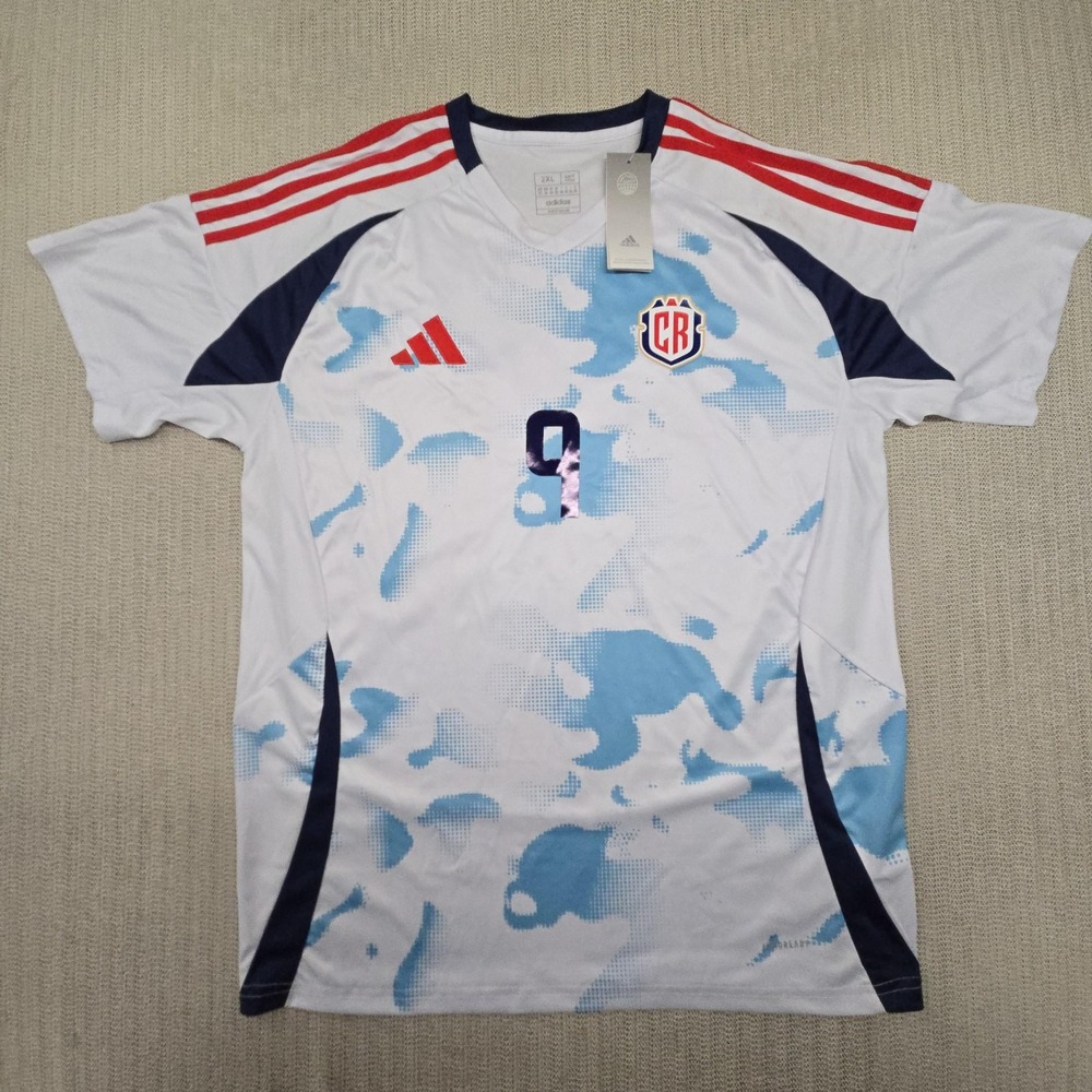 Adidas Costa Rica Cedeño Number 9 Soccer Jersey Mens 2XL White Blue - Picture 2 of 12